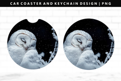 Owl Keychain And Car Coaster Sublimation Design Product Image 1