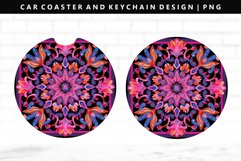 Mandala Keychain And Car Coaster Sublimation Design Product Image 1