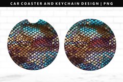 Sequin Keychain And Car Coaster Sublimation Design Product Image 1