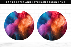 Rainbow Keychain And Car Coaster Sublimation Design Product Image 1