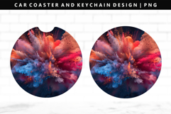 Rainbow Keychain And Car Coaster Sublimation Design Product Image 1