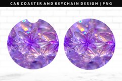 Flower Keychain And Car Coaster Sublimation Design Product Image 1