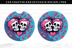 Skull Keychain And Car Coaster Sublimation Design Product Image 1