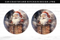 Funny Santa Keychain And Car Coaster Sublimation Design Product Image 1