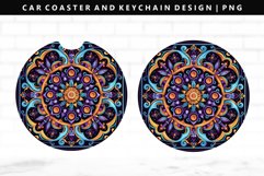 Mandala Keychain And Car Coaster Sublimation Design Product Image 1