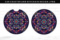 Mandala Keychain And Car Coaster Sublimation Design Product Image 1