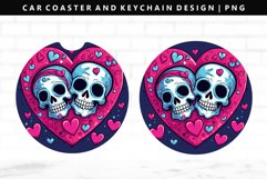 Skull Keychain And Car Coaster Sublimation Design Product Image 1