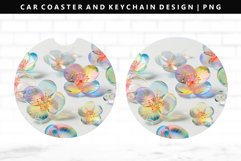 Flower Keychain And Car Coaster Sublimation Design Product Image 1