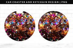 Flower Keychain And Car Coaster Sublimation Design Product Image 1