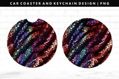 Sequin Keychain And Car Coaster Sublimation Design Product Image 1