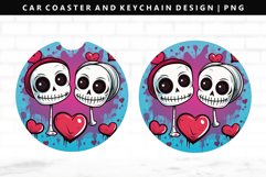 Skull Keychain And Car Coaster Sublimation Design Product Image 1