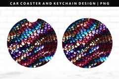 Sequin Keychain And Car Coaster Sublimation Design Product Image 1