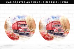 Truck Keychain And Car Coaster Sublimation Design Product Image 1
