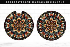 Mandala Keychain And Car Coaster Sublimation Design Product Image 1