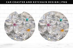 Flower Keychain And Car Coaster Sublimation Design Product Image 1