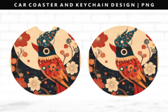 Hanafuda Keychain And Car Coaster Sublimation Design Product Image 1