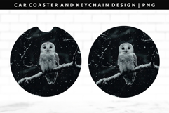 Owl Keychain And Car Coaster Sublimation Design Product Image 1