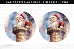 Funny Santa Keychain And Car Coaster Sublimation Design Product Image 1
