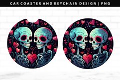 Skull Keychain And Car Coaster Sublimation Design Product Image 1