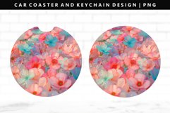 Flower Keychain And Car Coaster Sublimation Design Product Image 1