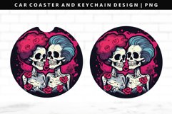 Skull Keychain And Car Coaster Sublimation Design Product Image 1