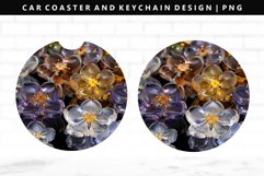Flower Keychain And Car Coaster Sublimation Design Product Image 1