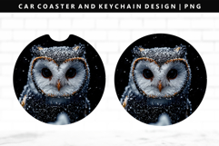 Owl Keychain And Car Coaster Sublimation Design Product Image 1