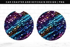 Sequin Keychain And Car Coaster Sublimation Design Product Image 1