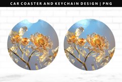 Flower Keychain And Car Coaster Sublimation Design Product Image 1