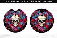 Skull Keychain And Car Coaster Sublimation Design Product Image 1