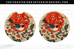 Hanafuda Keychain And Car Coaster Sublimation Design Product Image 1