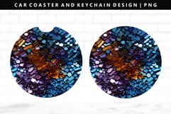 Sequin Keychain And Car Coaster Sublimation Design Product Image 1
