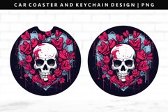 Skull Keychain And Car Coaster Sublimation Design Product Image 1