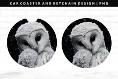 Owl Keychain And Car Coaster Sublimation Design Product Image 1
