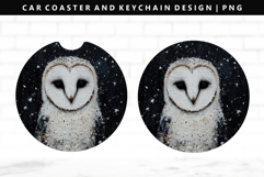 Owl Keychain And Car Coaster Sublimation Design Product Image 1