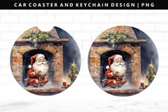 Funny Santa Keychain And Car Coaster Sublimation Design Product Image 1