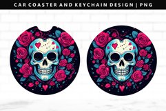 Skull Keychain And Car Coaster Sublimation Design Product Image 1