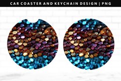 Sequin Keychain And Car Coaster Sublimation Design Product Image 1