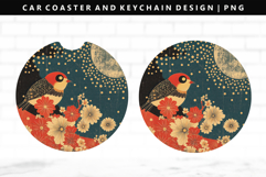 Hanafuda Keychain And Car Coaster Sublimation Design Product Image 1
