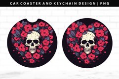 Skull Keychain And Car Coaster Sublimation Design Product Image 1