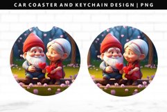 Loving Gnome Keychain And Car Coaster Sublimation Design Product Image 1