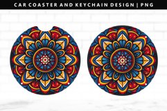 Mandala Keychain And Car Coaster Sublimation Design Product Image 1