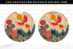 Hanafuda Keychain And Car Coaster Sublimation Design Product Image 1