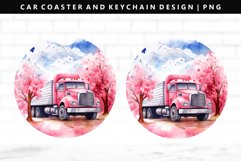 Truck Keychain And Car Coaster Sublimation Design Product Image 1