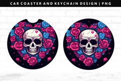 Skull Keychain And Car Coaster Sublimation Design Product Image 1