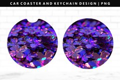 Flower Keychain And Car Coaster Sublimation Design Product Image 1