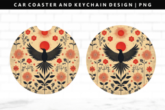 Hanafuda Keychain And Car Coaster Sublimation Design Product Image 1