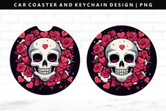 Skull Keychain And Car Coaster Sublimation Design Product Image 1