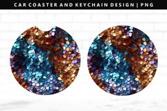 Sequin Keychain And Car Coaster Sublimation Design Product Image 1
