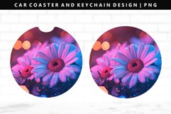 Flower Keychain And Car Coaster Sublimation Design Product Image 1